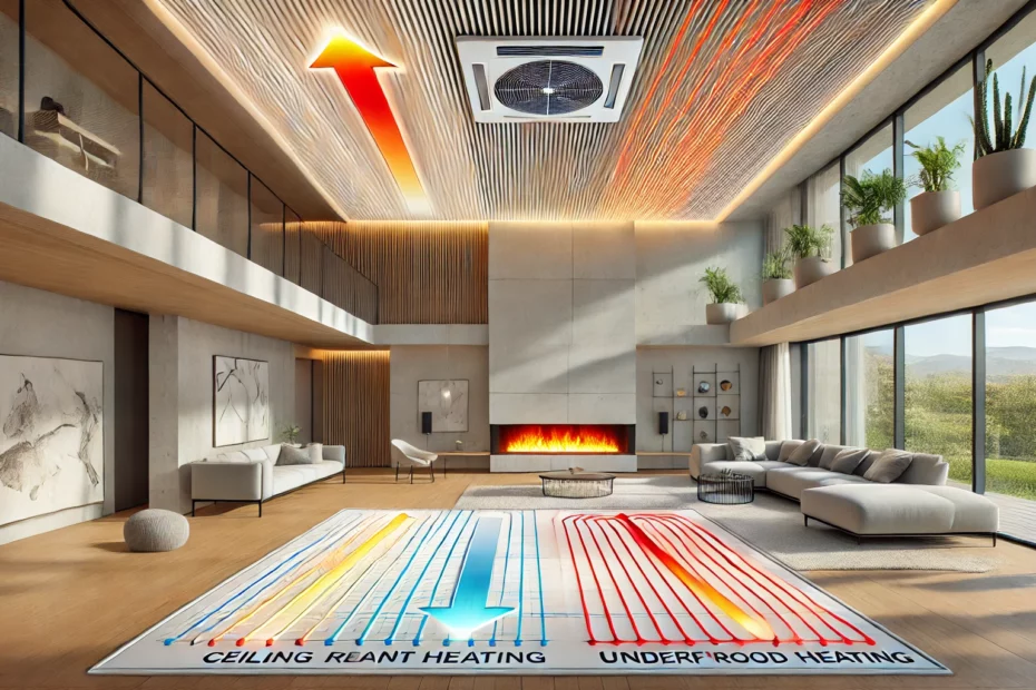 Comparison: ceiling heating vs. underfloor heating